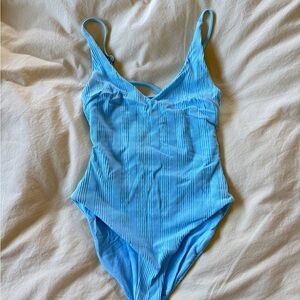 L*Space Gianna Blue Ribbed One-Piece Swimsuit